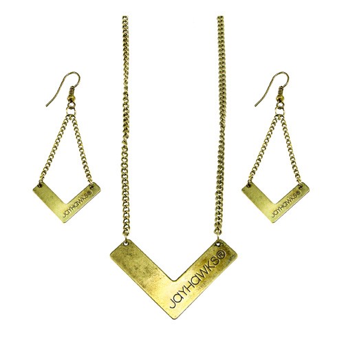 Kansas Jayhawks Chevron Sets - Earring And Necklace Sets - 12 For $24.00  - Kansas Jayhawks