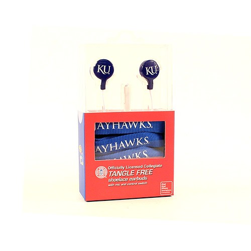 Kansas Jayhawks Ear Buds - The SHOELACE Style - $6.50 Each - Kansas Jayhawks