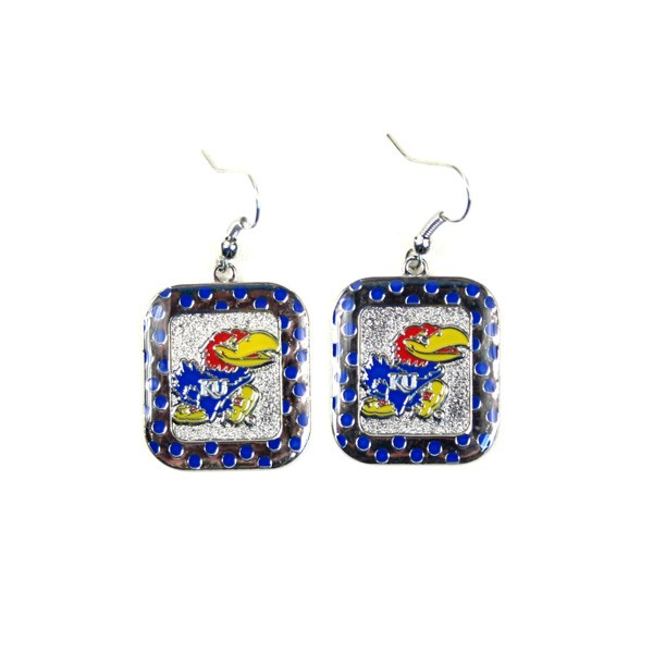 Kansas Jayhawks Earrings - The POLKA DOT Dangle - $3.00 Per Pair - Kansas Jayhawks