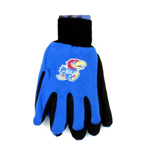 Kansas Jayhawks Gloves - 2Tone Grip Gloves - (Pattern May Be Different Than Pictured) - $3.50 Per Pair - Kansas Jayhawks