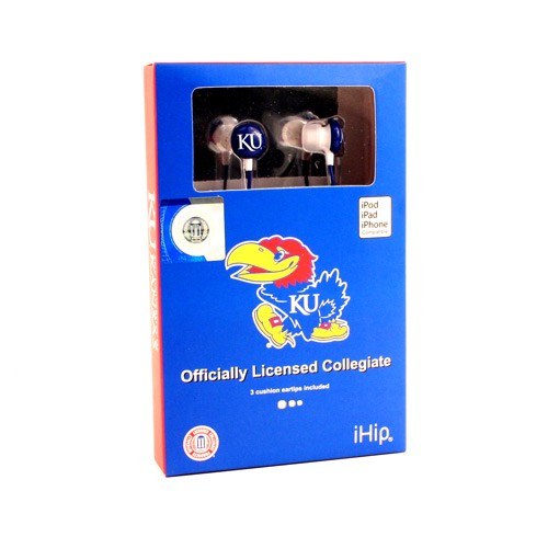Kansas Jayhawks Headphones - IHP Earbuds - 12 Earbuds For $54.00 - Kansas Jayhawks