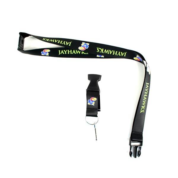 Kansas Jayhawks Lanyards - Premium 2-Sided Black Neon Series - 12 For $30.00 - Kansas Jayhawks