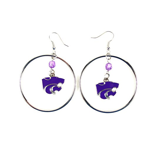 Kansas State Earrings - 2" Color Bead Hoop Earrings - 12 Pair For $42.00 - Kansas State