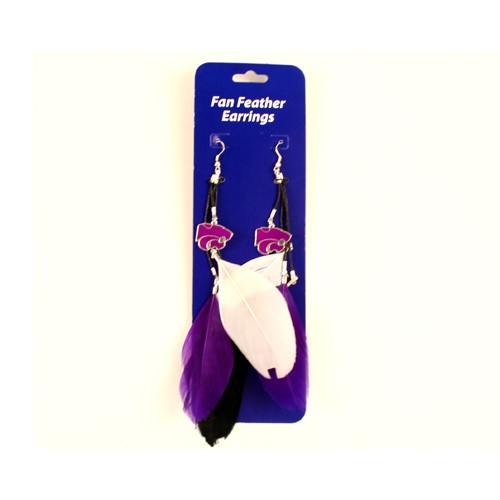KState Wildcats Earrings - Dangle Feather Style - $2.75 Per Pair - Kansas State