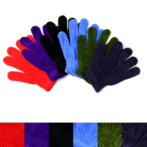 Ladies Chenille Gloves Assorted Colors 12 Pair For $15.00